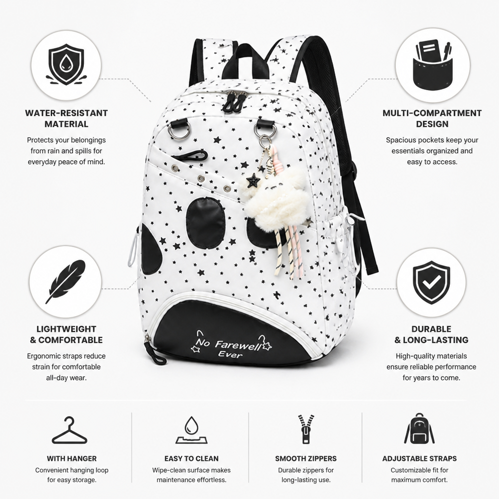 Water-Resistant Multi-Compartment Star Backpack