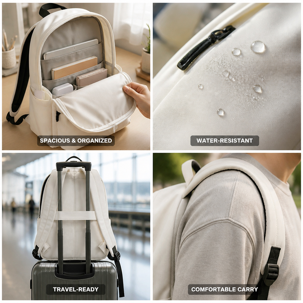 Water-Resistant Multi-Compartment Travel Backpack