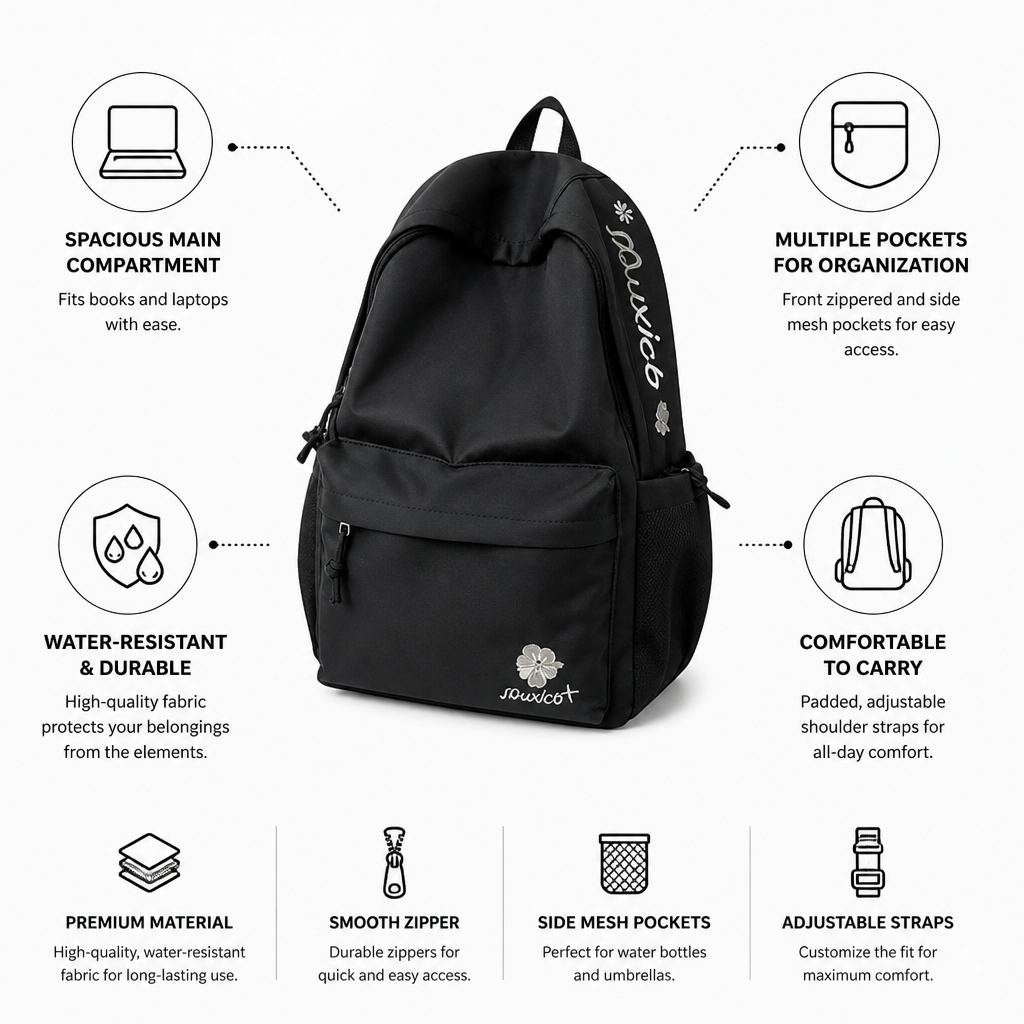 Water-Resistant Multi-Pocket Backpack (Laptop-Friendly)