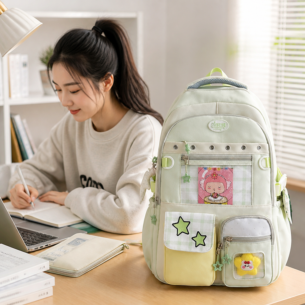 Water-Resistant Multi-Pocket Character School Backpack