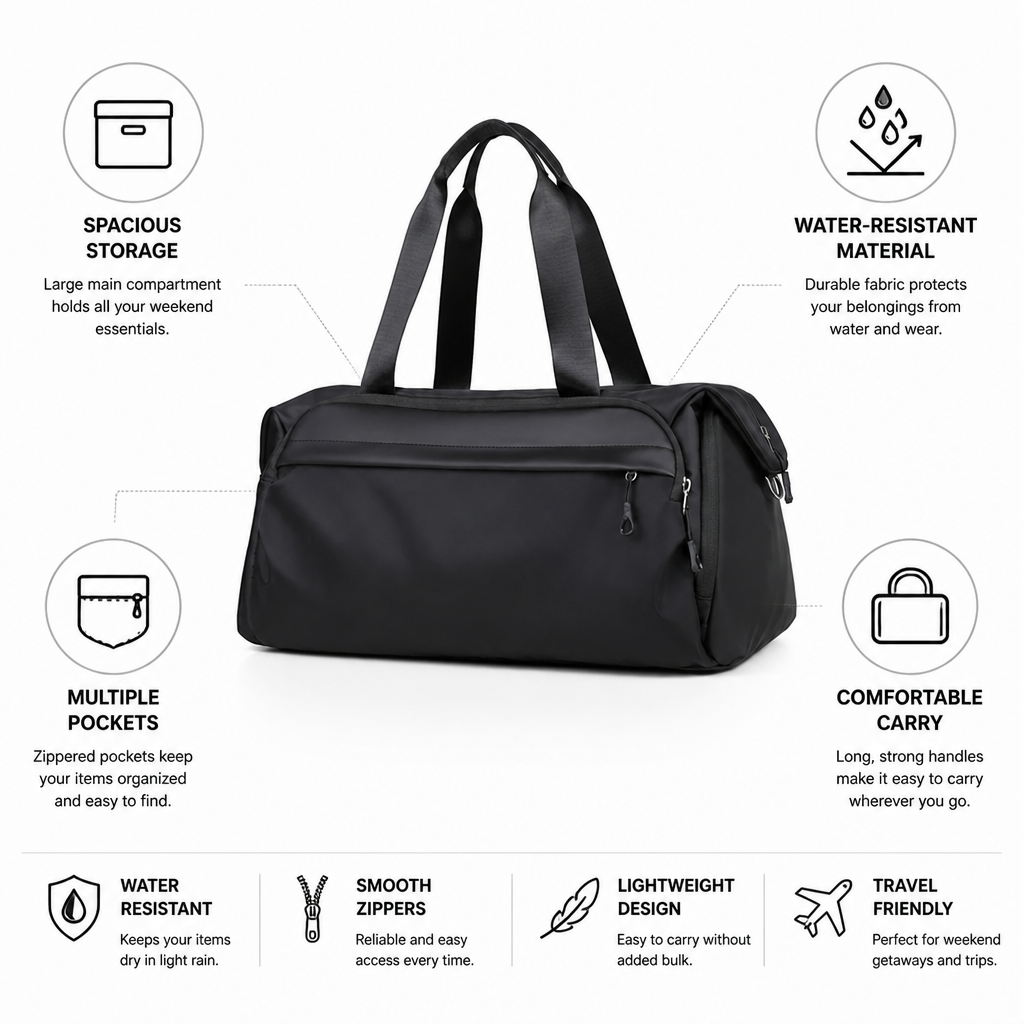 Water-Resistant Multiple-Pocket Duffel Bag