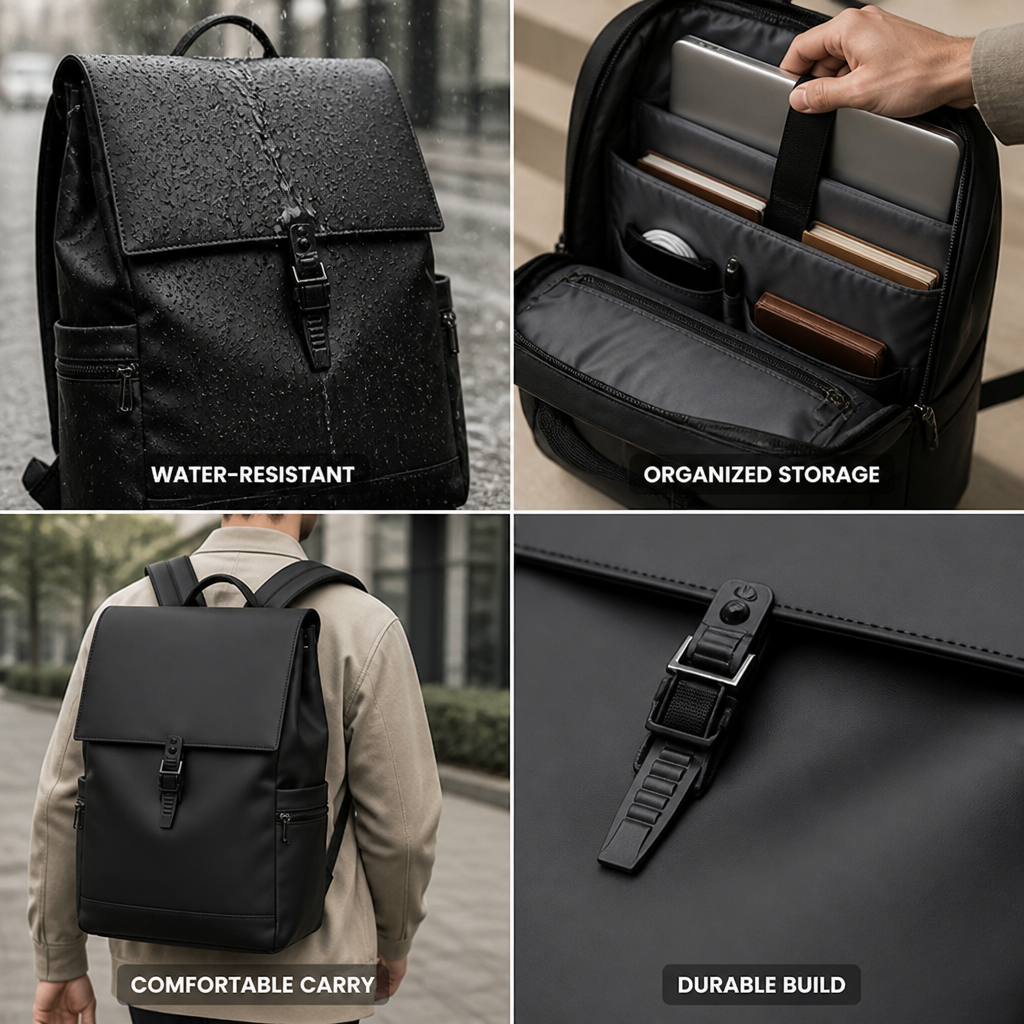 Water-Resistant Organizer Commuter Backpack (Fits 15in Laptop)