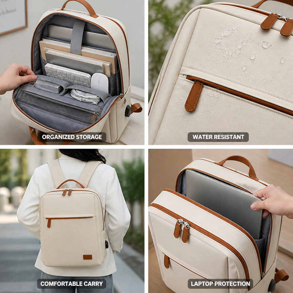 Water-Resistant Organizer Laptop Backpack (Fits 15.6-Inch Laptop)