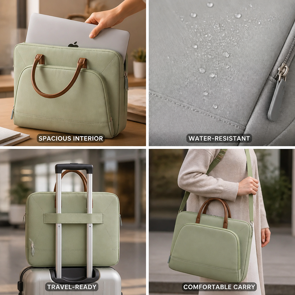 Water-Resistant Organizer Laptop Briefcase (Fits 15.6-Inch Laptops)