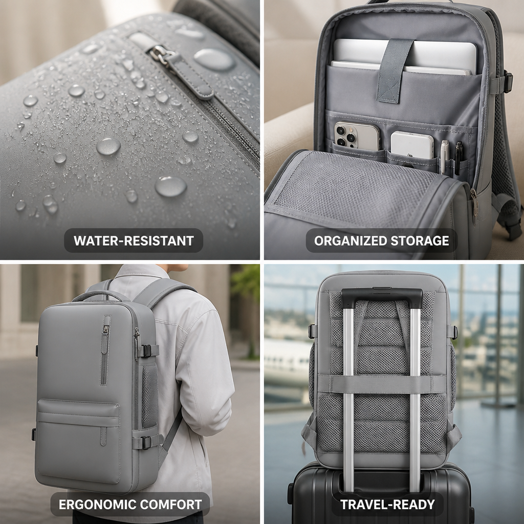 Water-Resistant Padded Laptop Backpack