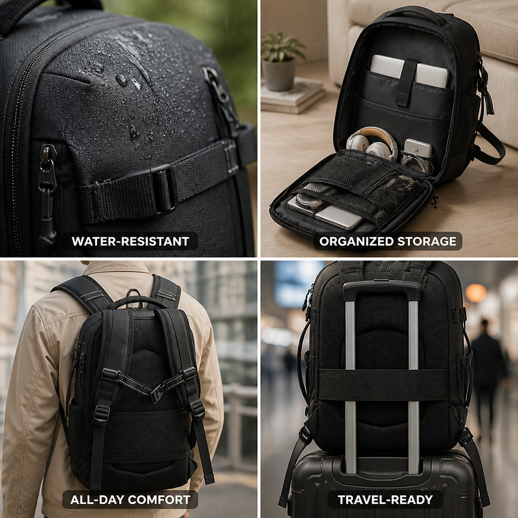 Water-Resistant Padded Laptop Backpack