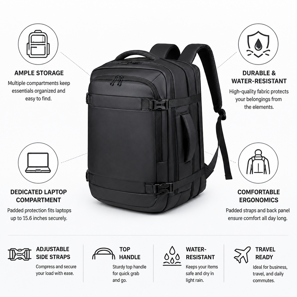 Water-Resistant Padded Laptop Backpack