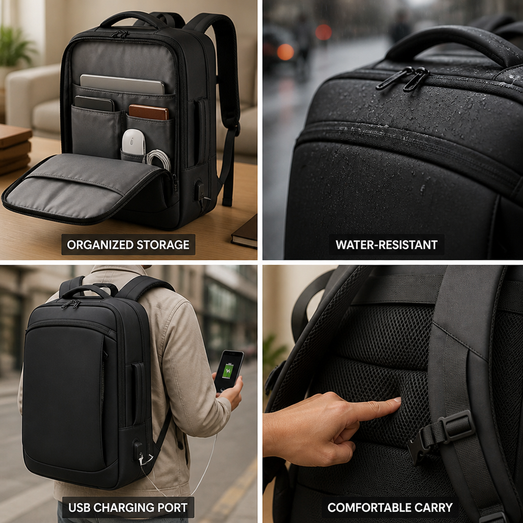 Water-Resistant Padded Laptop Backpack (Fits 15-Inch Laptop)