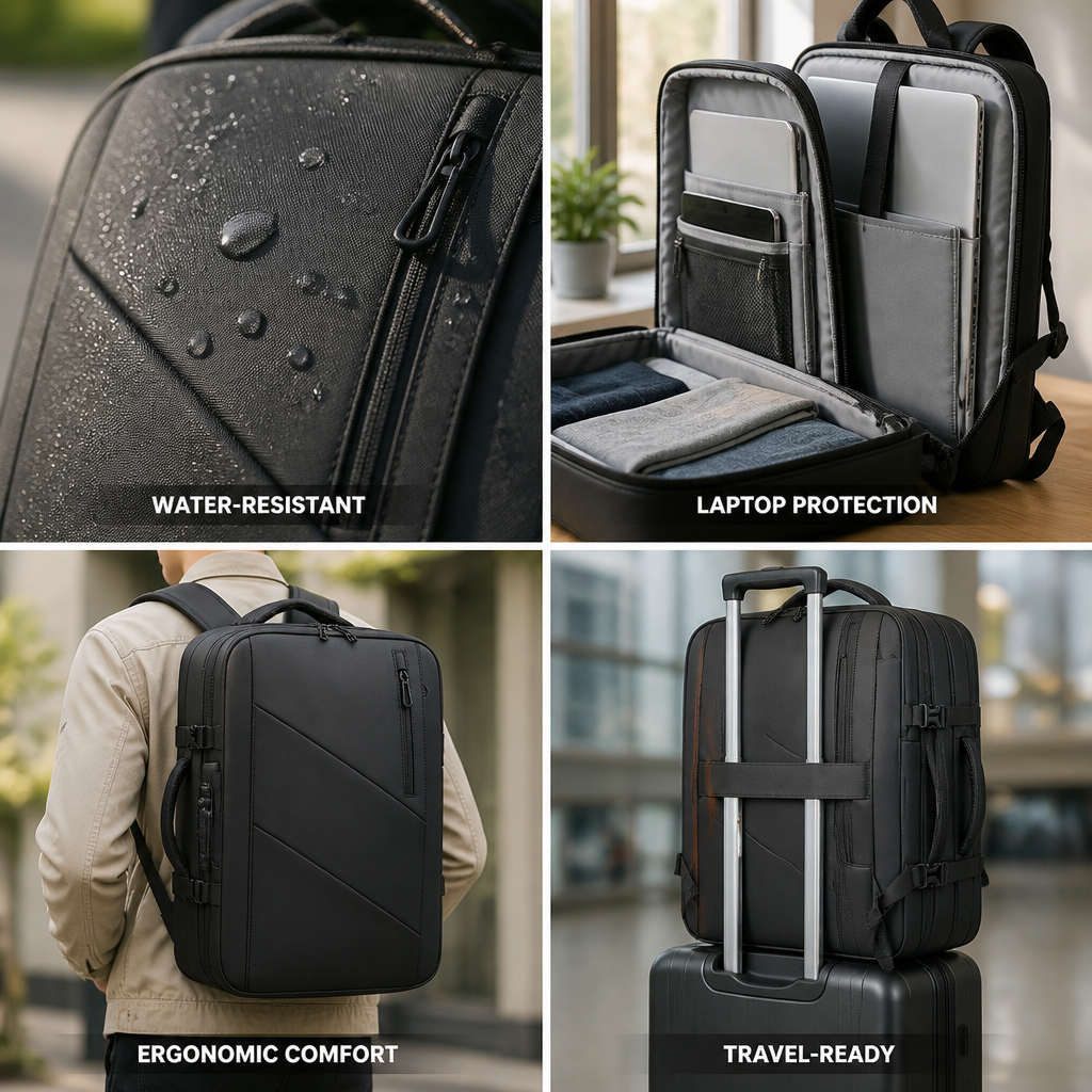 Water-Resistant Padded Laptop Backpack (Fits 17-Inch)