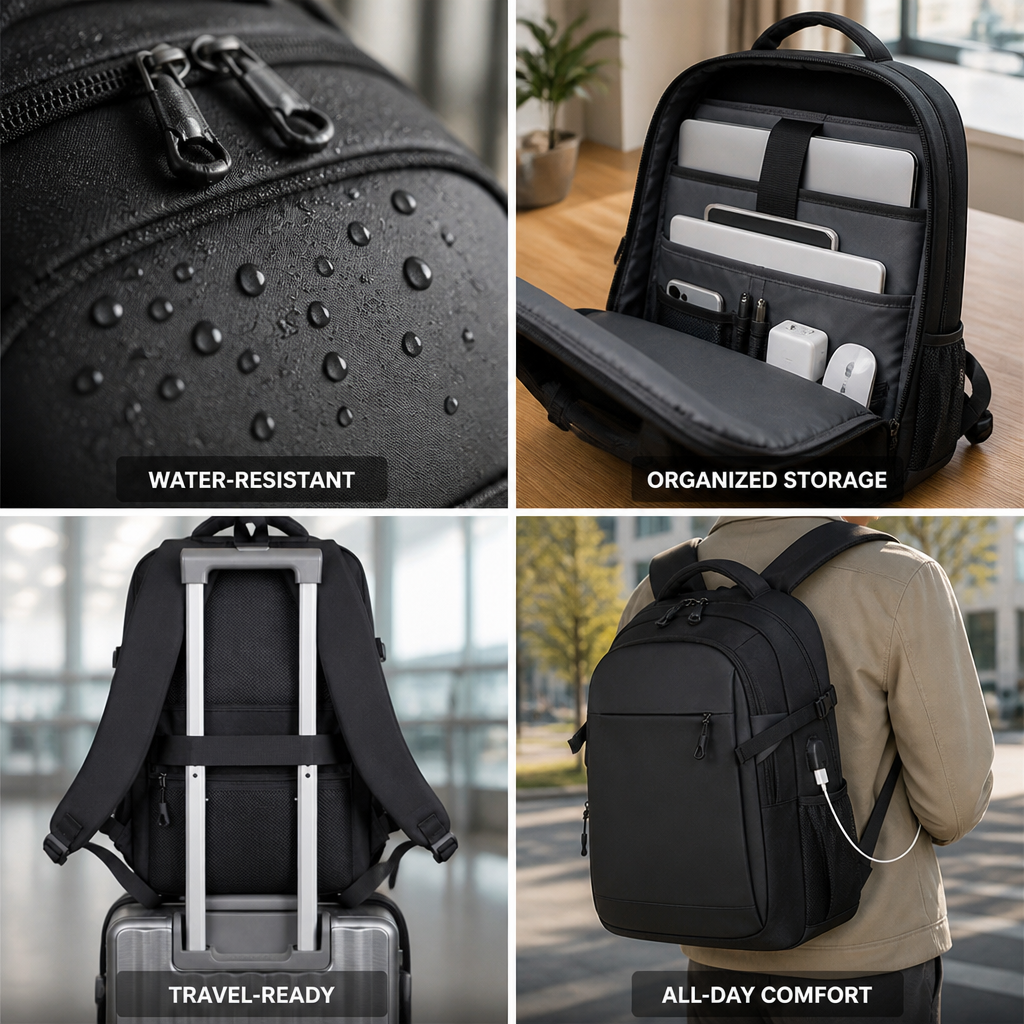 Water-Resistant & Padded Laptop Briefcase (Fits 15.6 in)