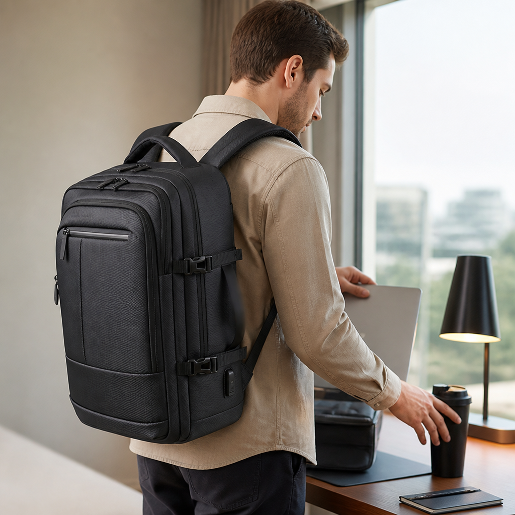 Water-Resistant Padded Laptop & Multi-Compartment Travel Backpack