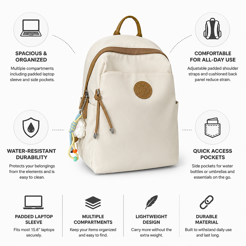 Water-Resistant Padded Laptop School Backpack