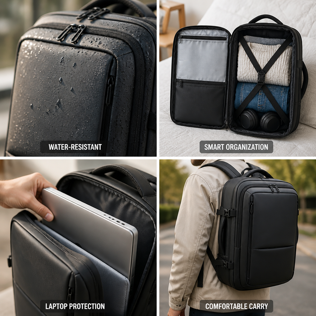 Water-Resistant Padded Laptop Travel Backpack