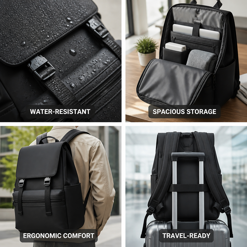 Water-Resistant Padded-Strap Backpack (Fits 15-Inch Laptop)