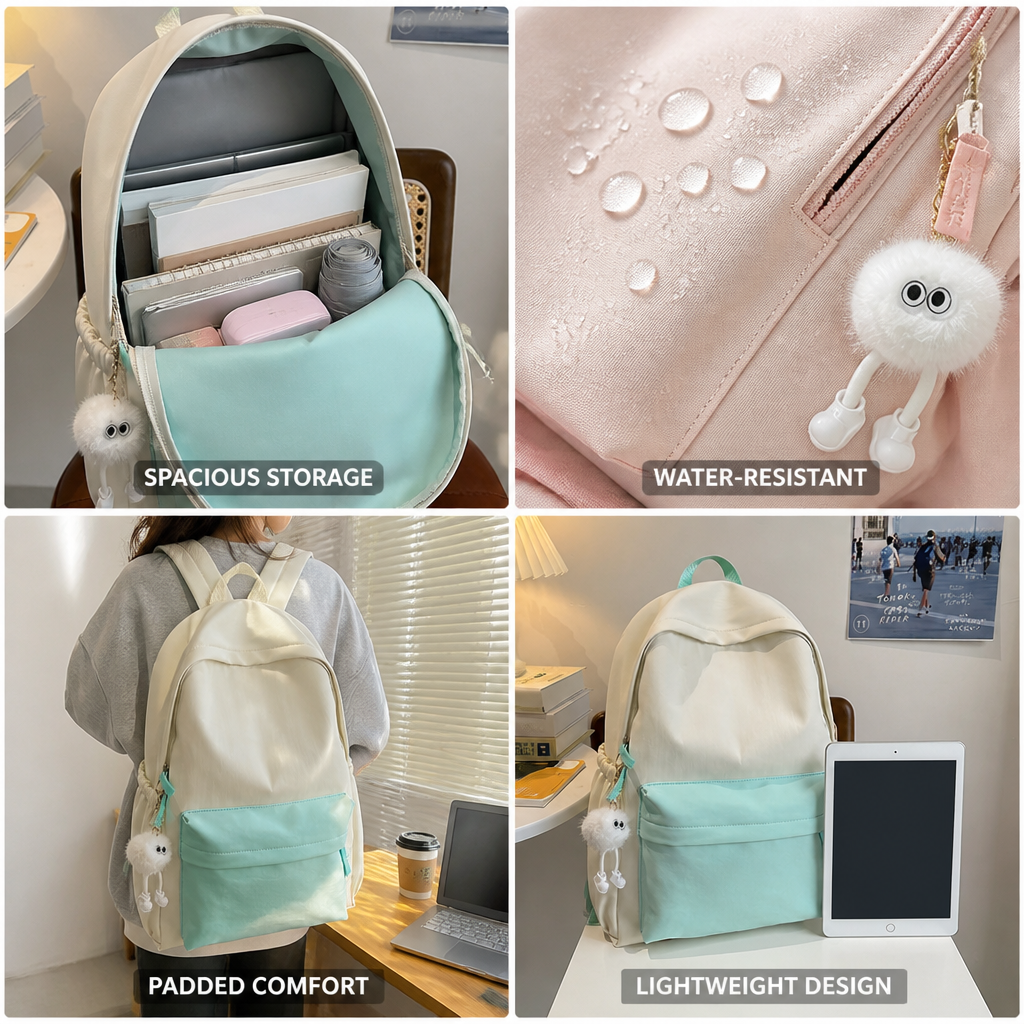 Water-Resistant Padded-Strap Backpack (School & Travel)