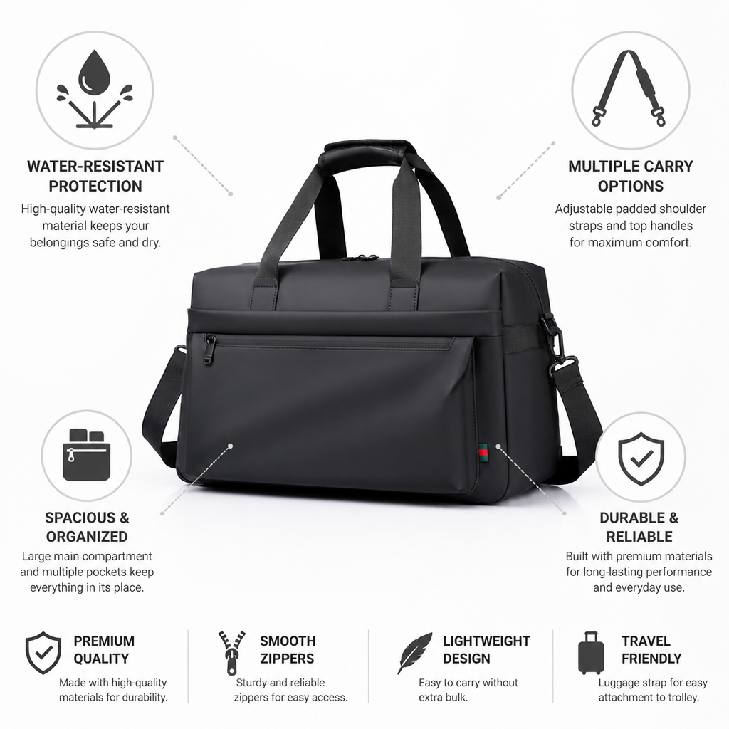 Water-Resistant Padded Strap Duffle Bag