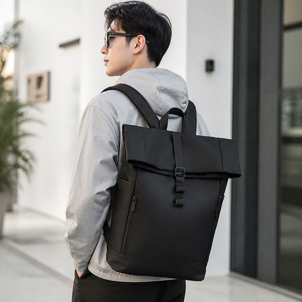 Water-Resistant Roll-Top Backpack (Ergonomic Padded Straps)