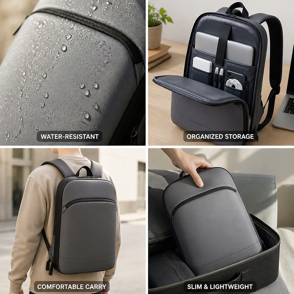Water-Resistant Slim Padded Laptop Backpack (Fits 15.6 in)