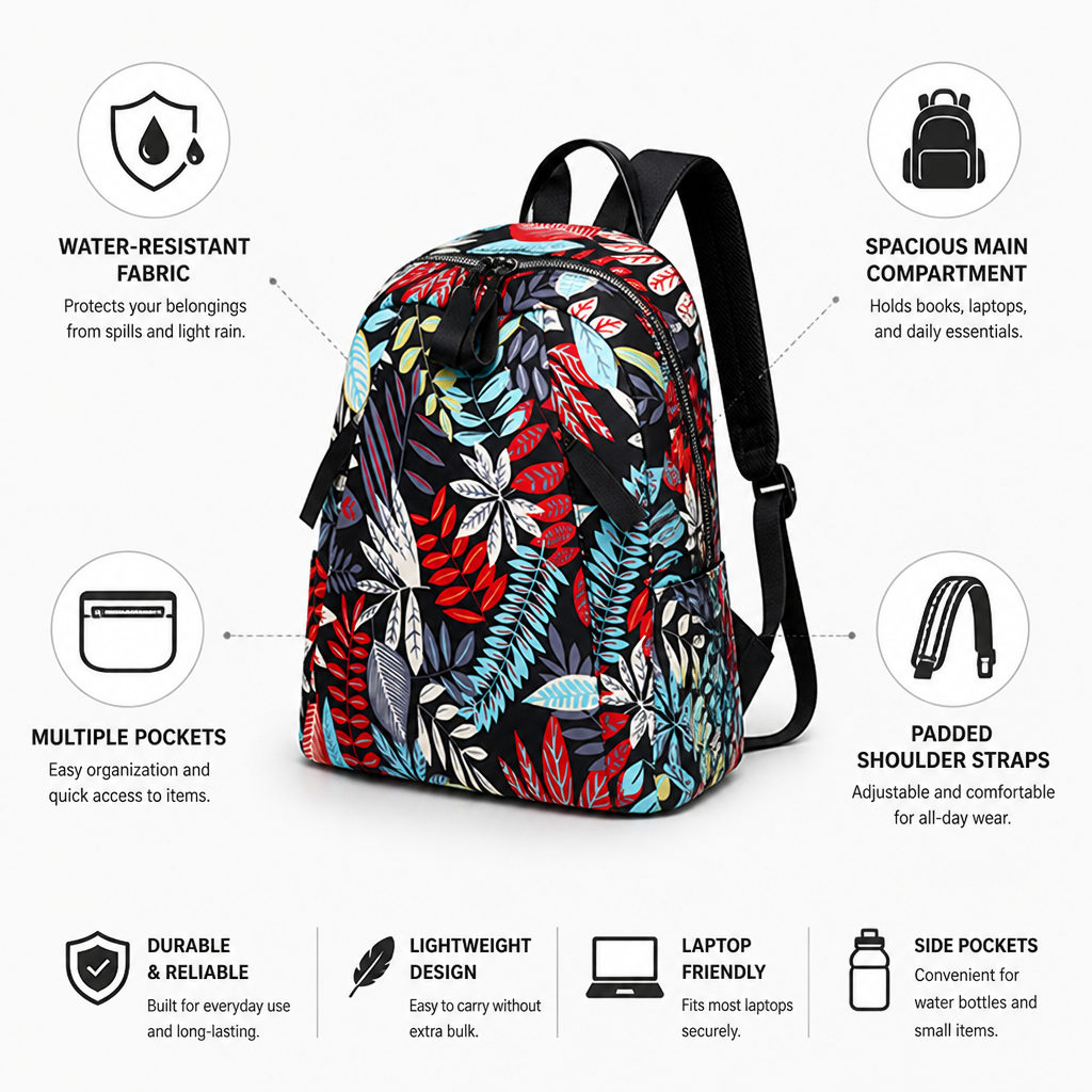 Water-Resistant Spacious Backpack (Padded Straps)