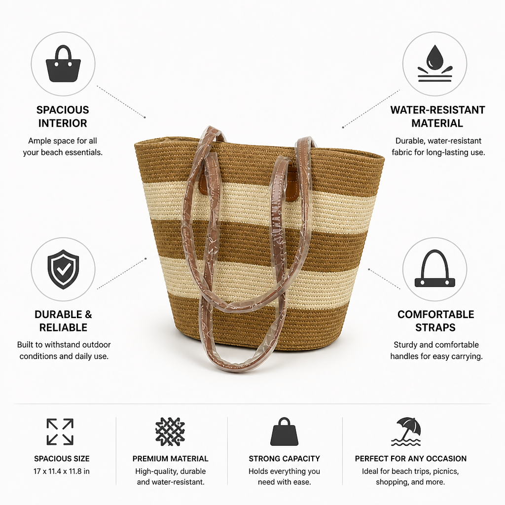 Water-Resistant & Spacious Beach Tote