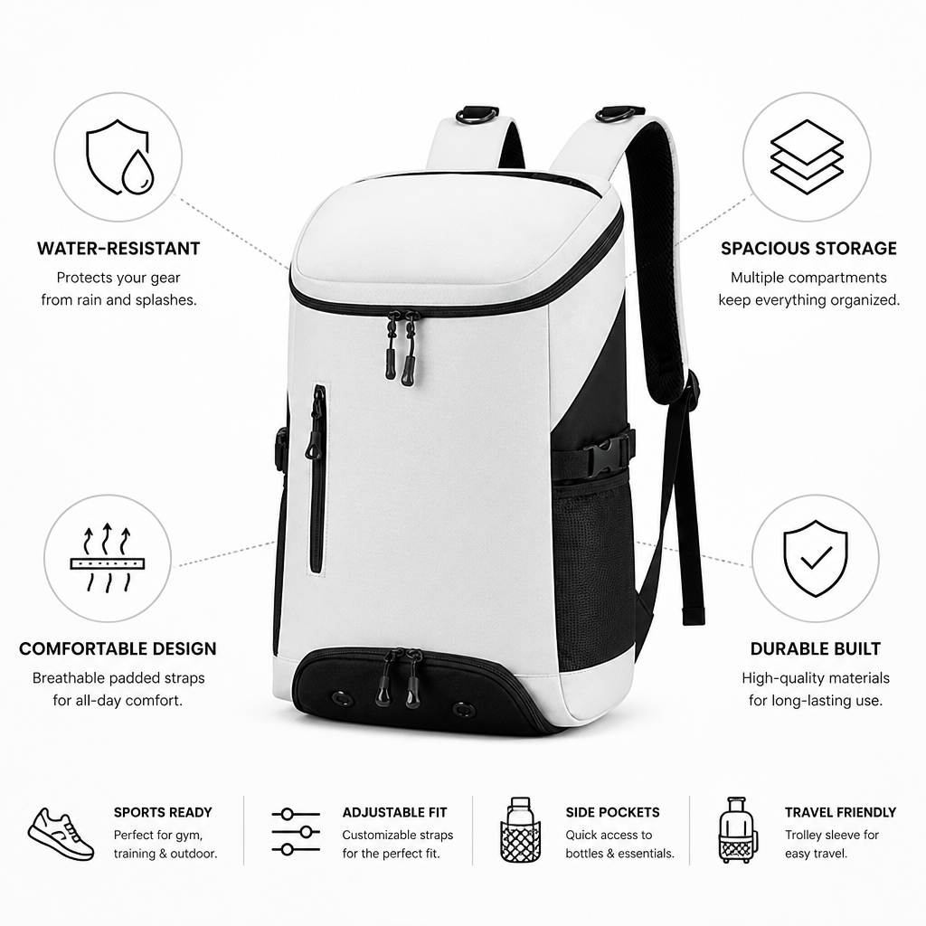 Water-Resistant Spacious Ergonomic Sports Backpack