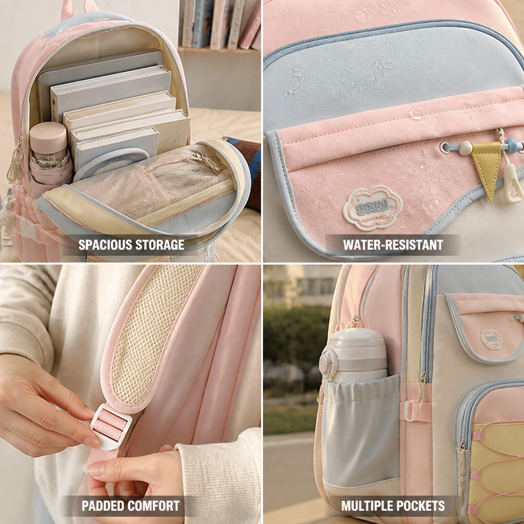 Water-Resistant Spacious School Backpack (Padded Straps)