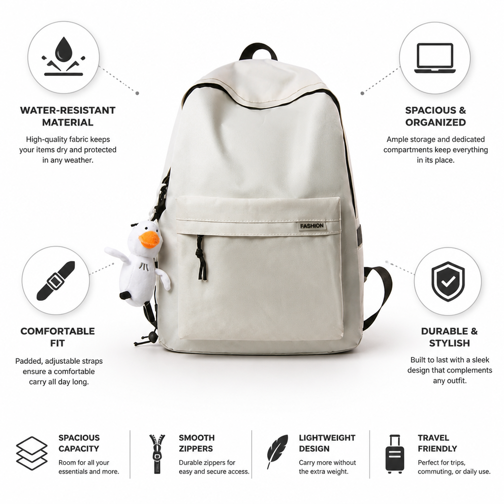 Water-Resistant Spacious Travel Backpack (Padded Straps)