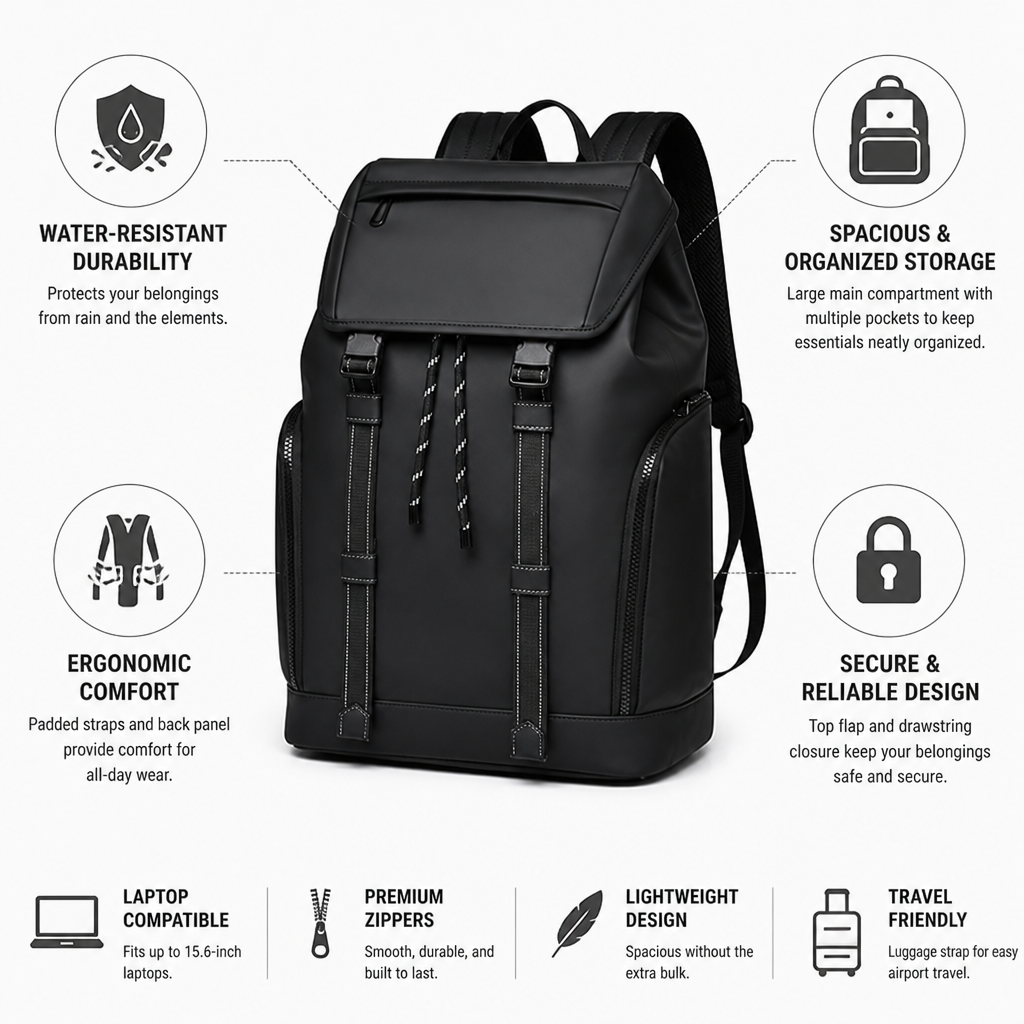 Water-Resistant Spacious Travel Rucksack