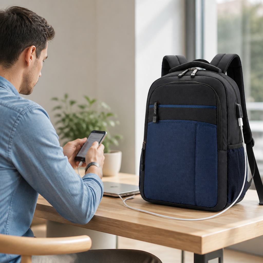 Water-Resistant USB Charging Laptop Backpack (Fits 15.6in)
