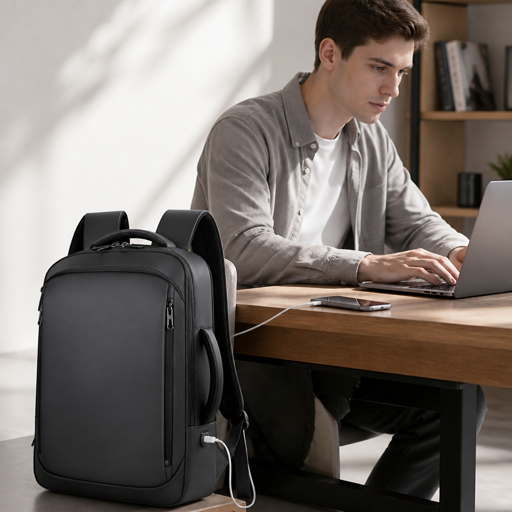 Water-Resistant USB Charging Padded Laptop Backpack