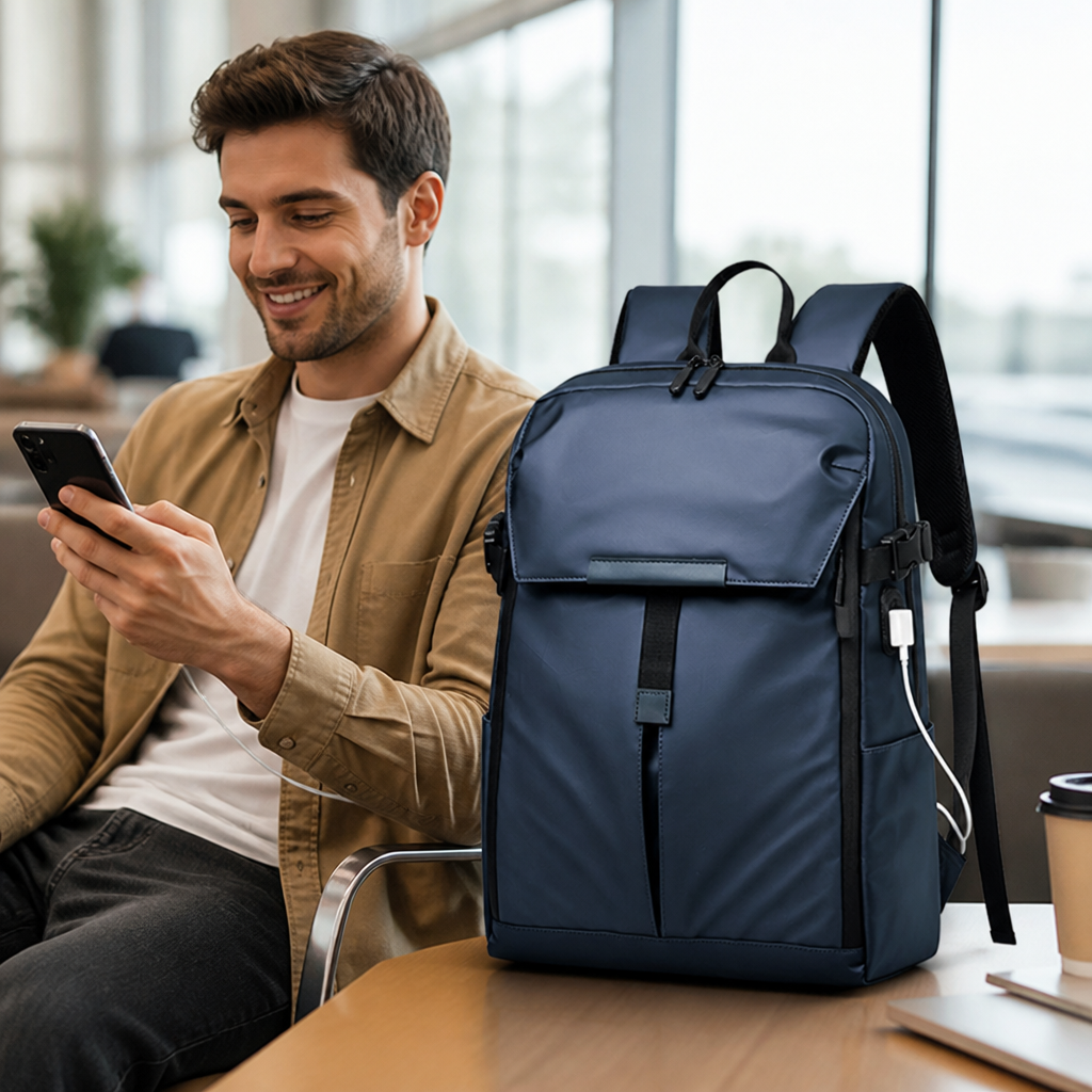Water-Resistant USB Charging Travel Backpack