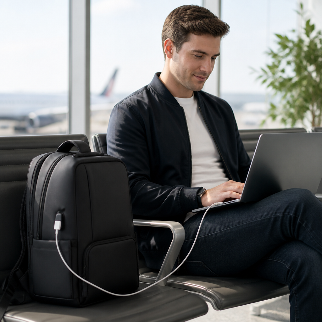 Water-Resistant USB Charging Travel Backpack