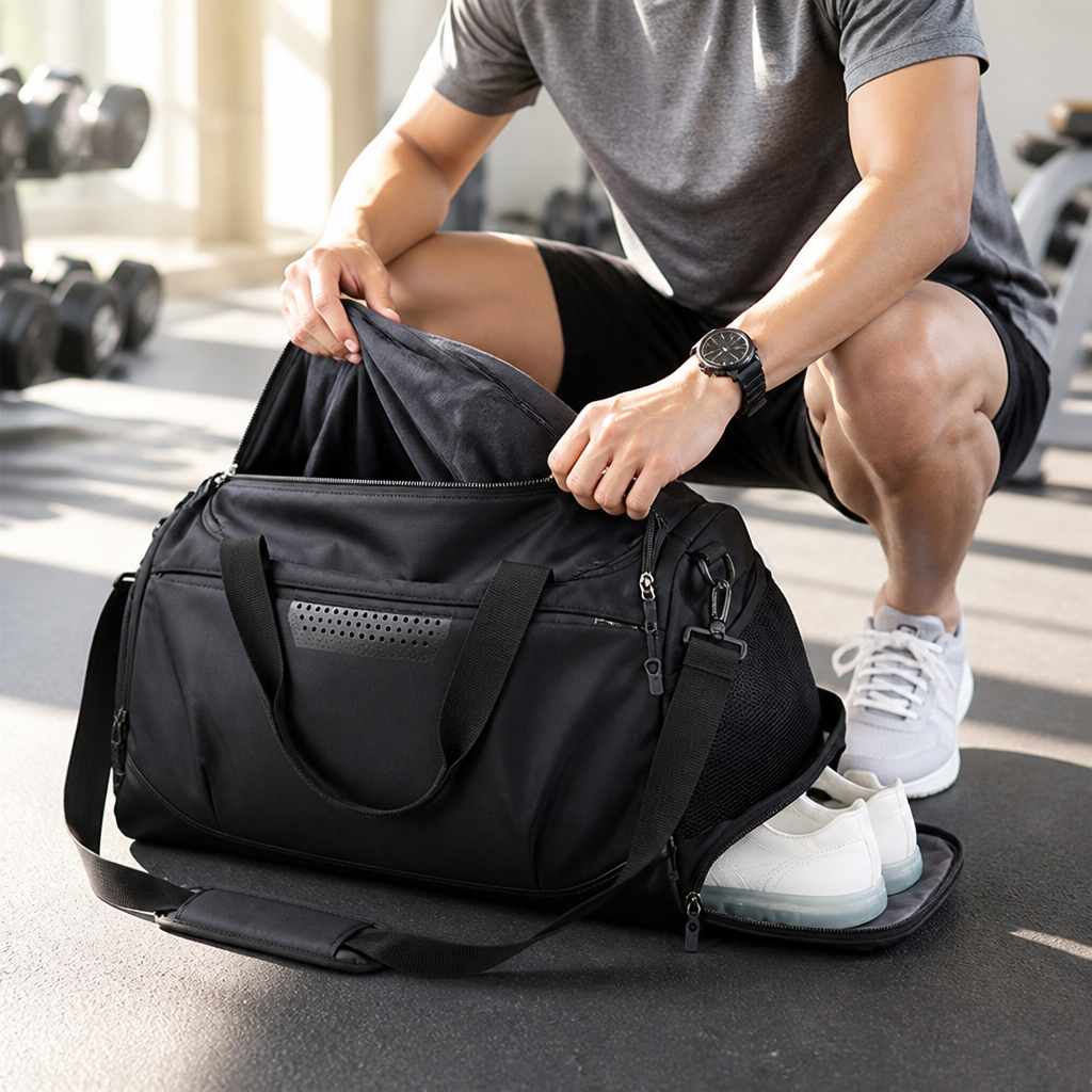 Water-Resistant & Ventilated Gym Duffle Bag (Detachable Strap)
