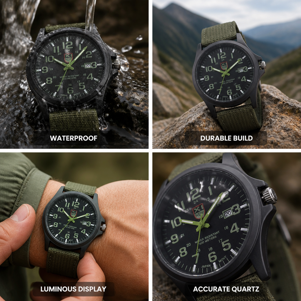 Waterproof 50M Durable Quartz Hiking Watch