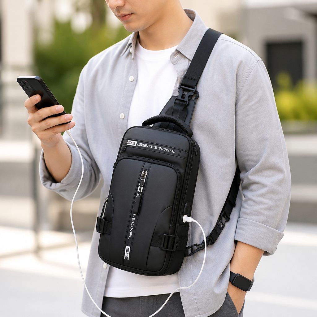 Waterproof Anti-Theft Shoulder Bag With USB Port
