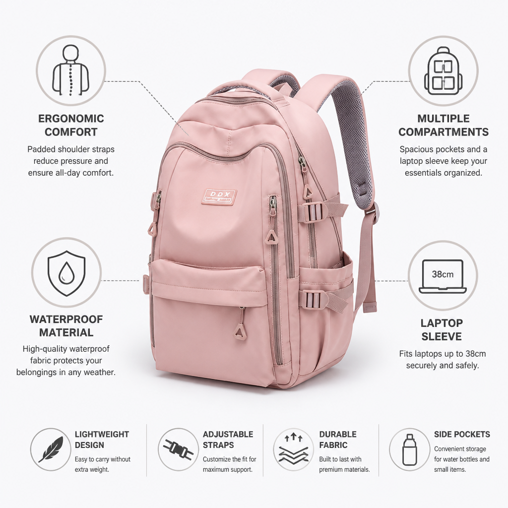 Waterproof Ergonomic Backpack (Fits Up to 38cm Laptop Sleeve)