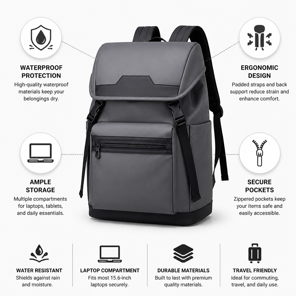 Waterproof Ergonomic Laptop Backpack