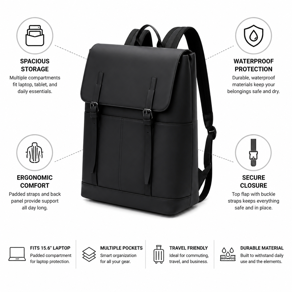 Waterproof High-Capacity Ergonomic Laptop Backpack