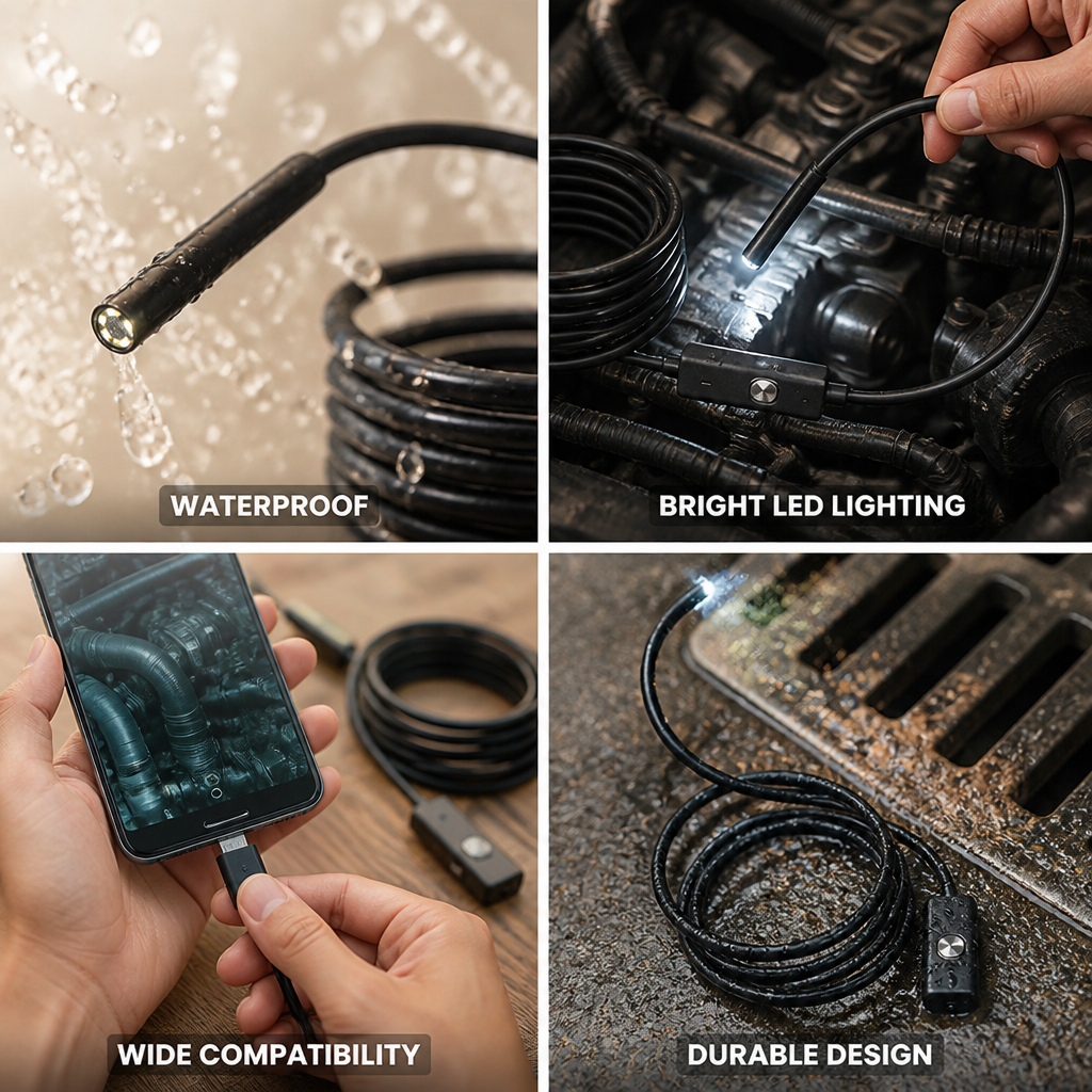 Waterproof High-Resolution Adjustable LED Endoscope Camera