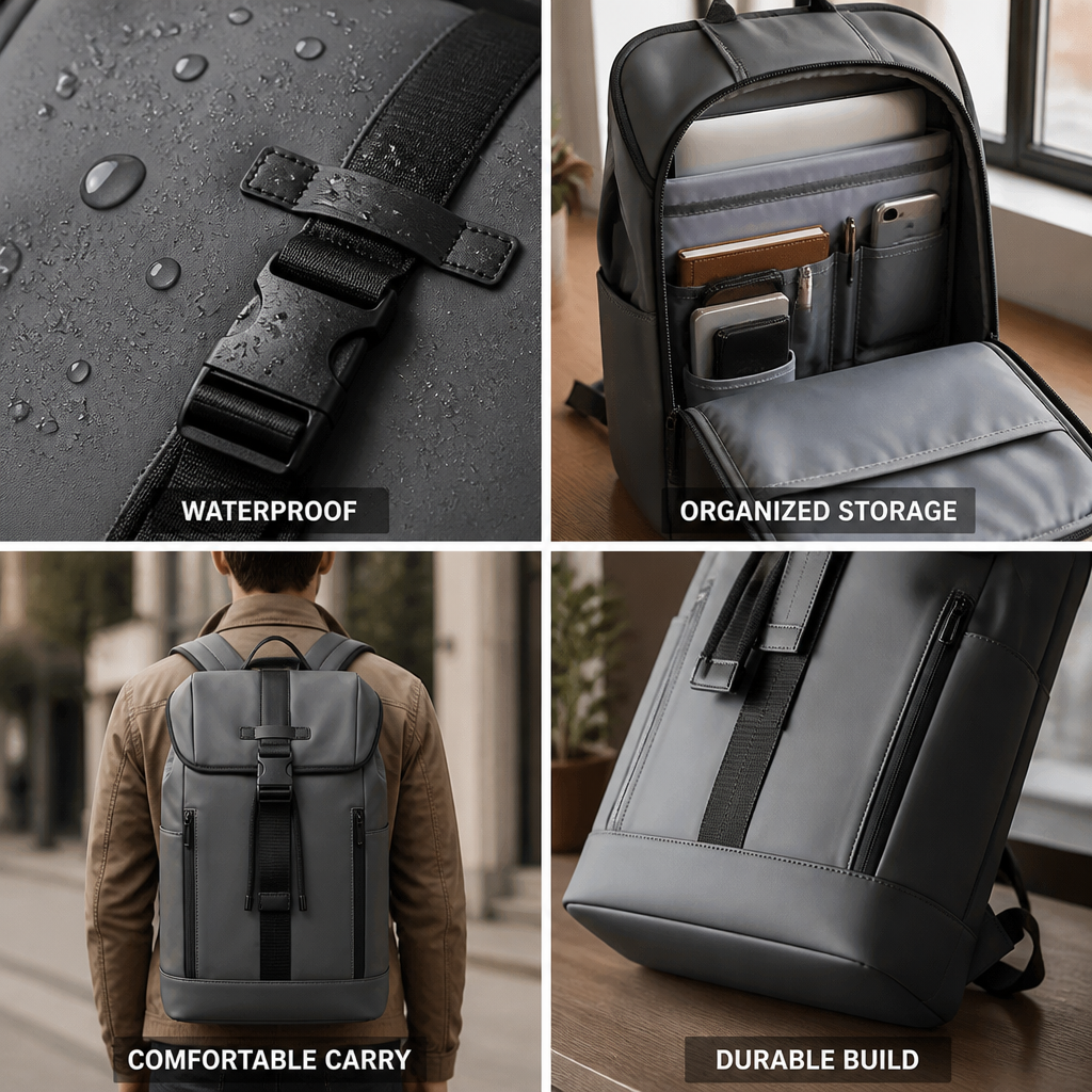 Waterproof Laptop Backpack With Padded Straps & Organizer