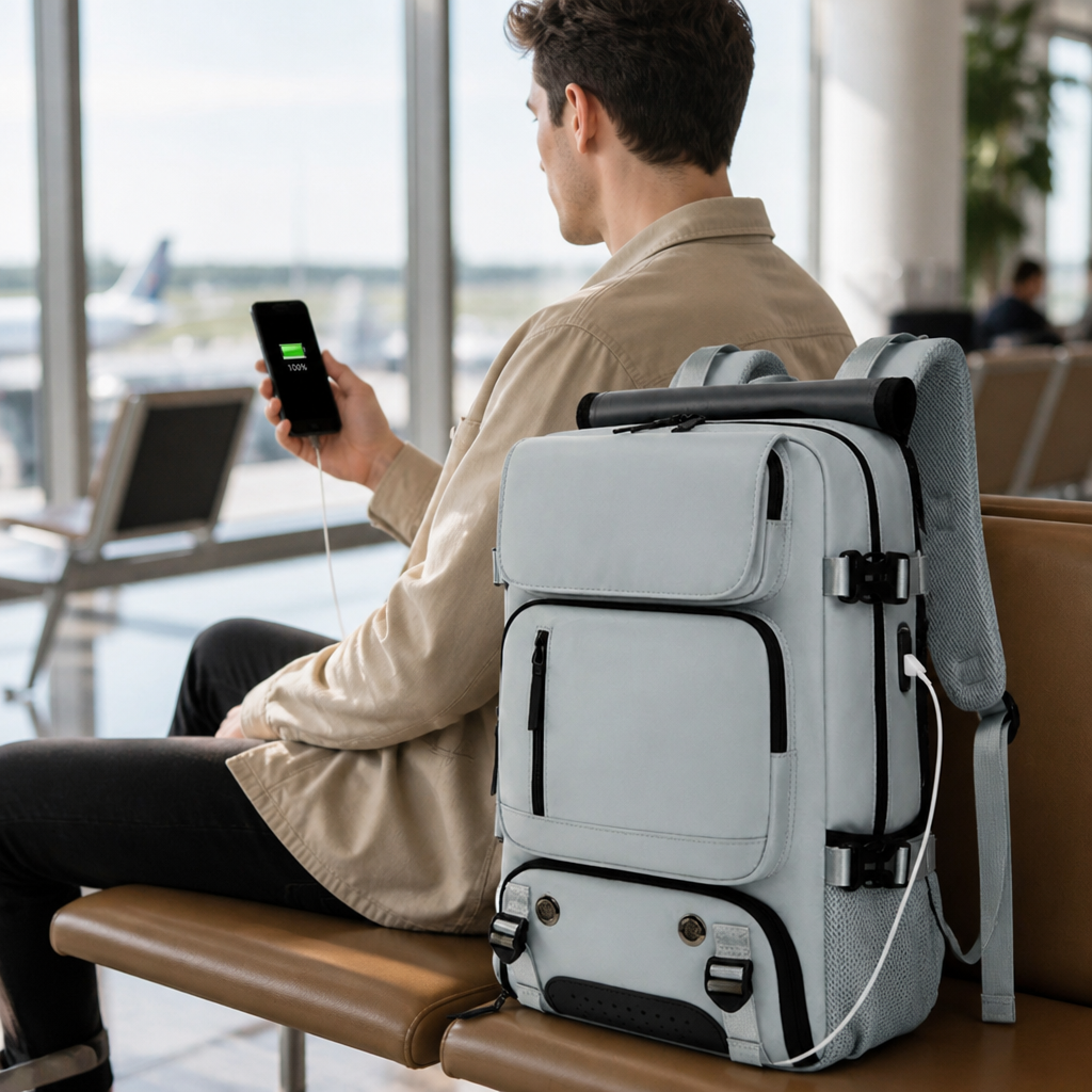 Waterproof Large-Capacity USB-Enabled Travel Backpack (Separate Shoe Compartment)