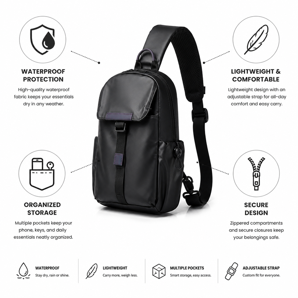 Waterproof Lightweight Sling Bag (Adjustable Strap)