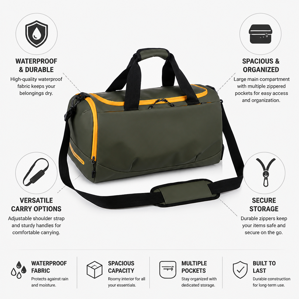 Waterproof Multi-Pocket Sports Duffel Bag