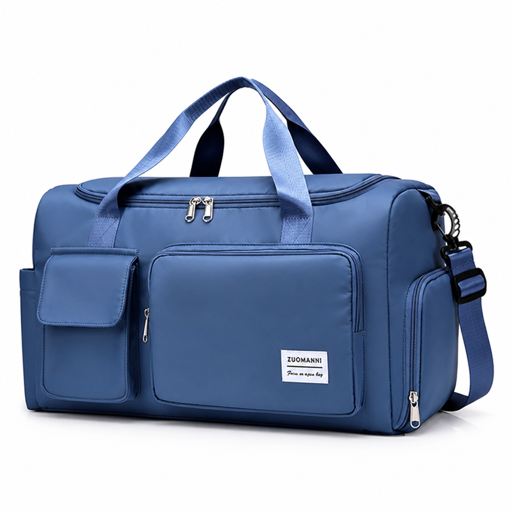 Waterproof Nylon Travel Bag With Shoe Compartment & Pockets
