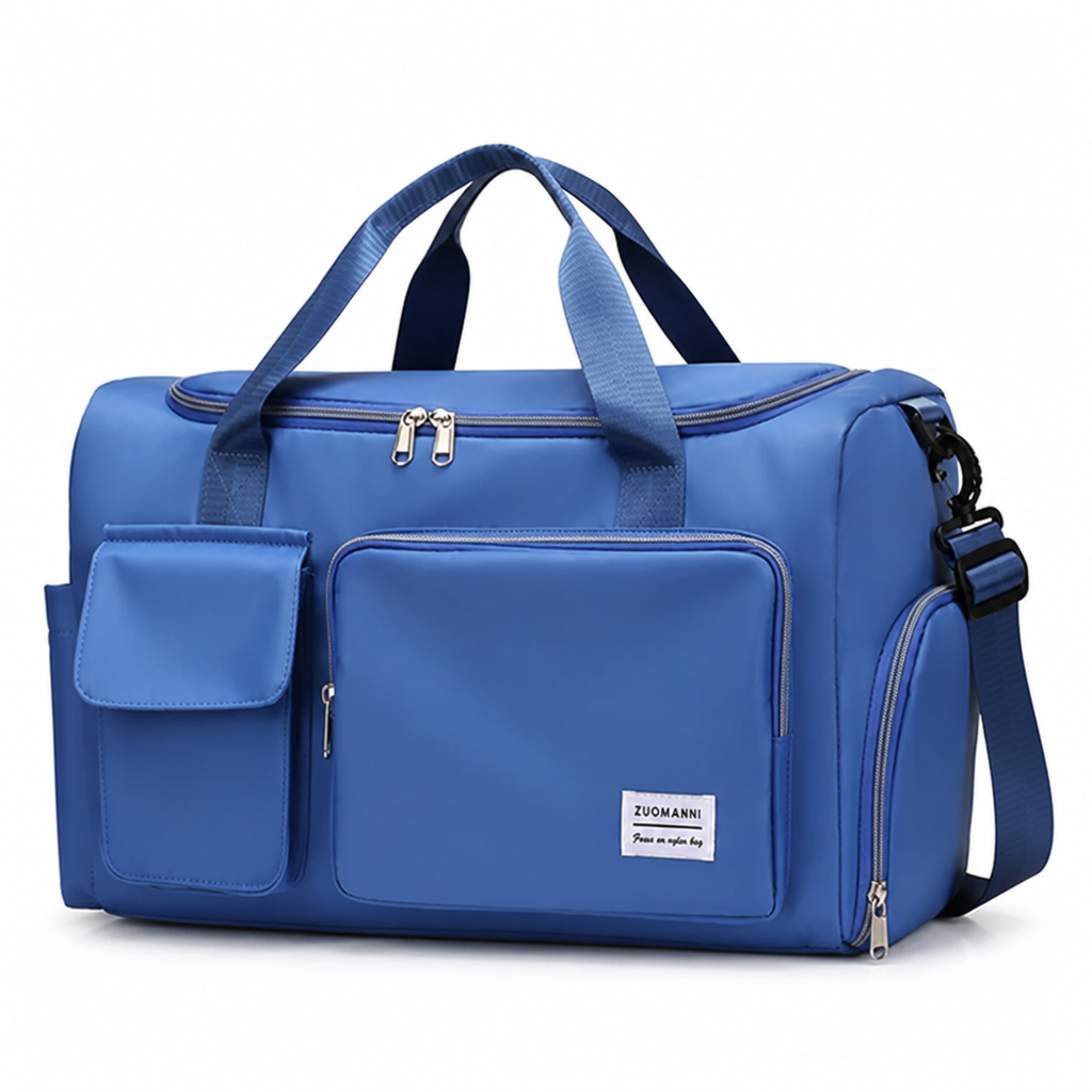 Waterproof Nylon Travel Bag With Shoe Compartment & Pockets