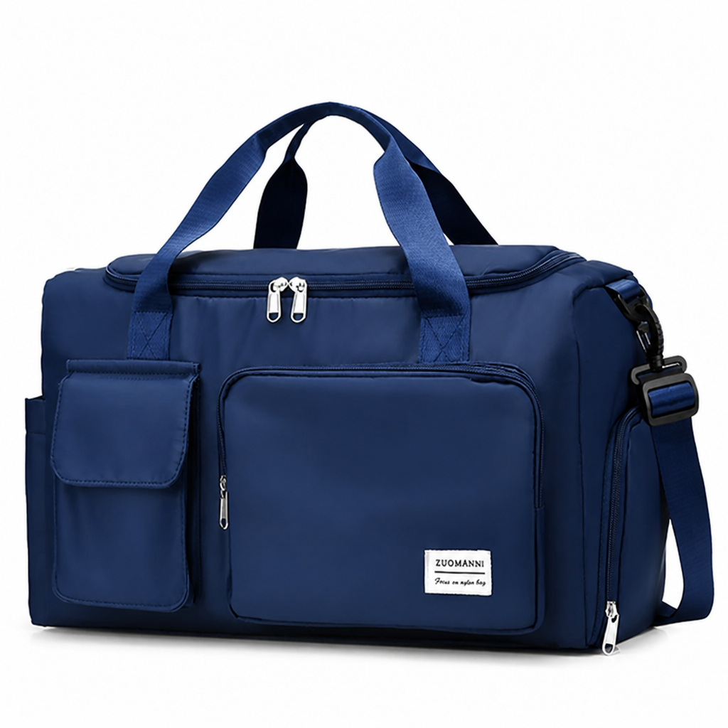 Waterproof Nylon Travel Bag With Shoe Compartment & Pockets