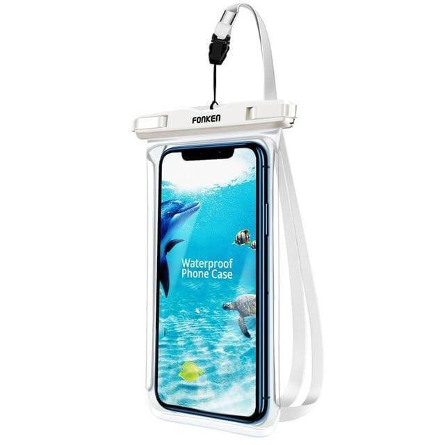 Waterproof Phone Pouch Clear Window Detachable Neck Strap Fits 7-Inch Phones