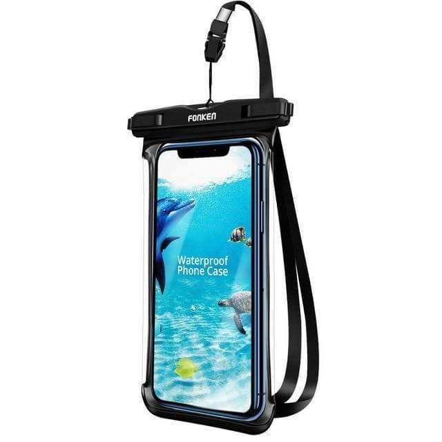 Waterproof Phone Pouch Clear Window Detachable Neck Strap Fits 7-Inch Phones