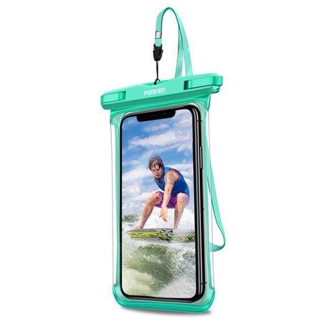 Waterproof Phone Pouch Clear Window Detachable Neck Strap Fits 7-Inch Phones