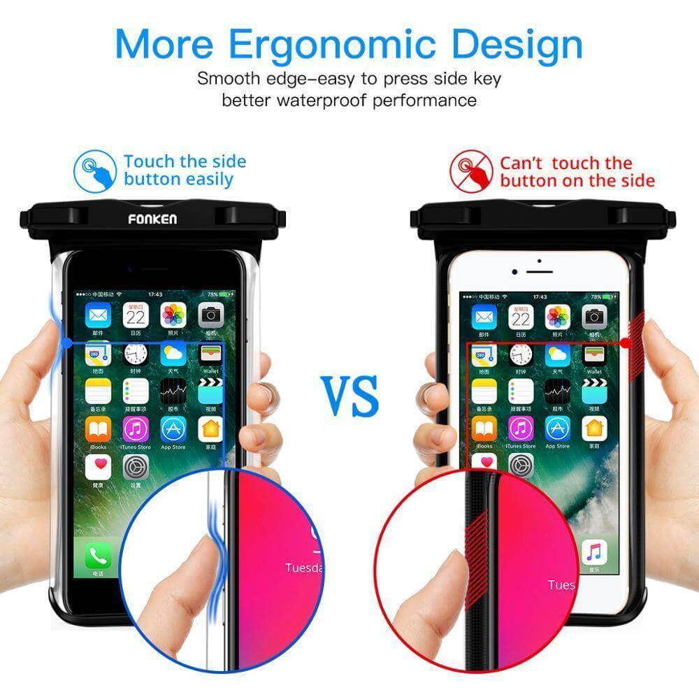 Waterproof Phone Pouch Clear Window Detachable Neck Strap Fits 7-Inch Phones